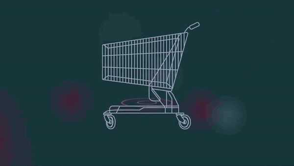 Shopping carts moving through supermarket aisles
