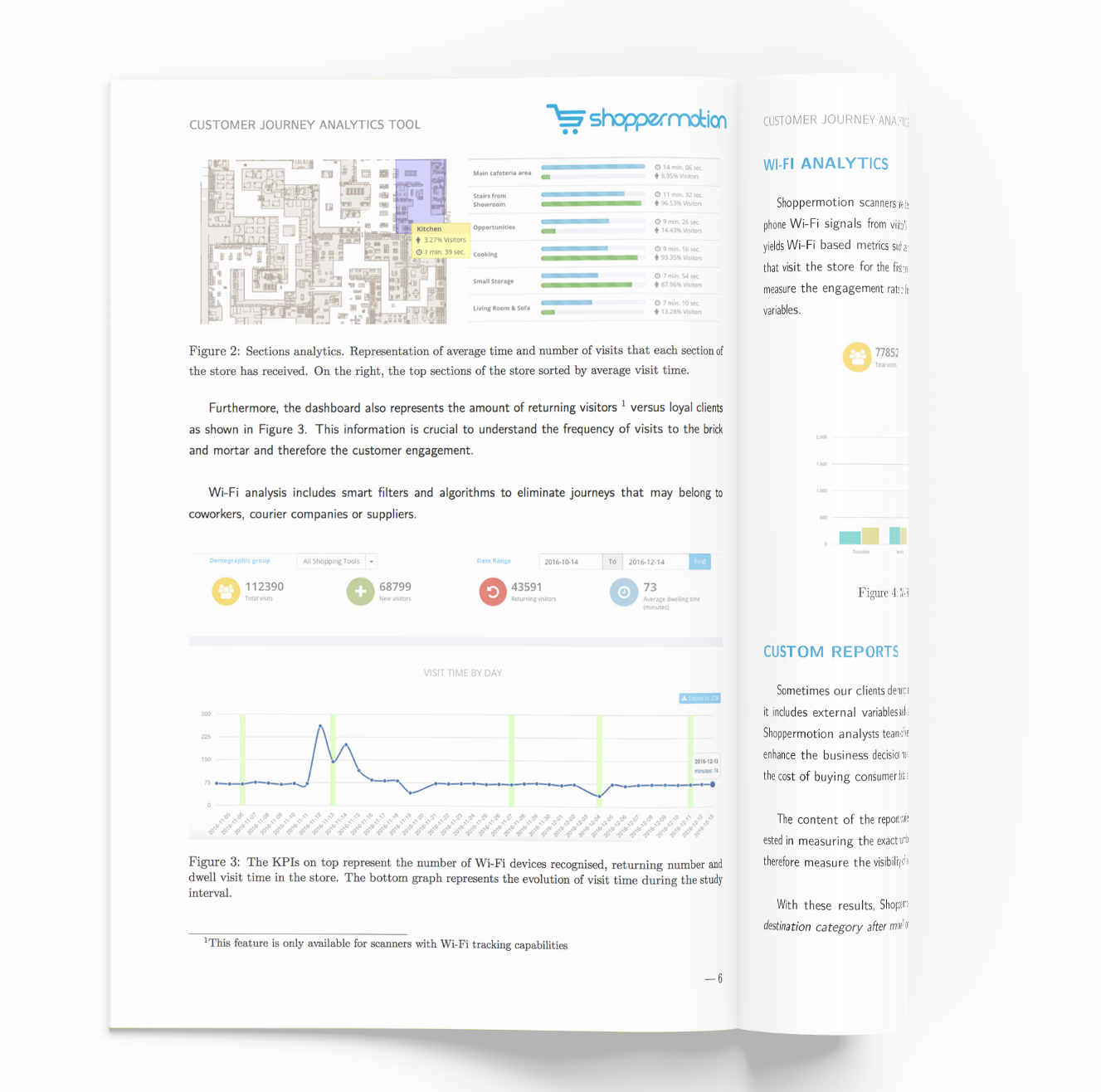 Reports for Category Managers include metrics such as dwell time in the area, traffic, stopping power, bounce rate, traffic and related shopping missions